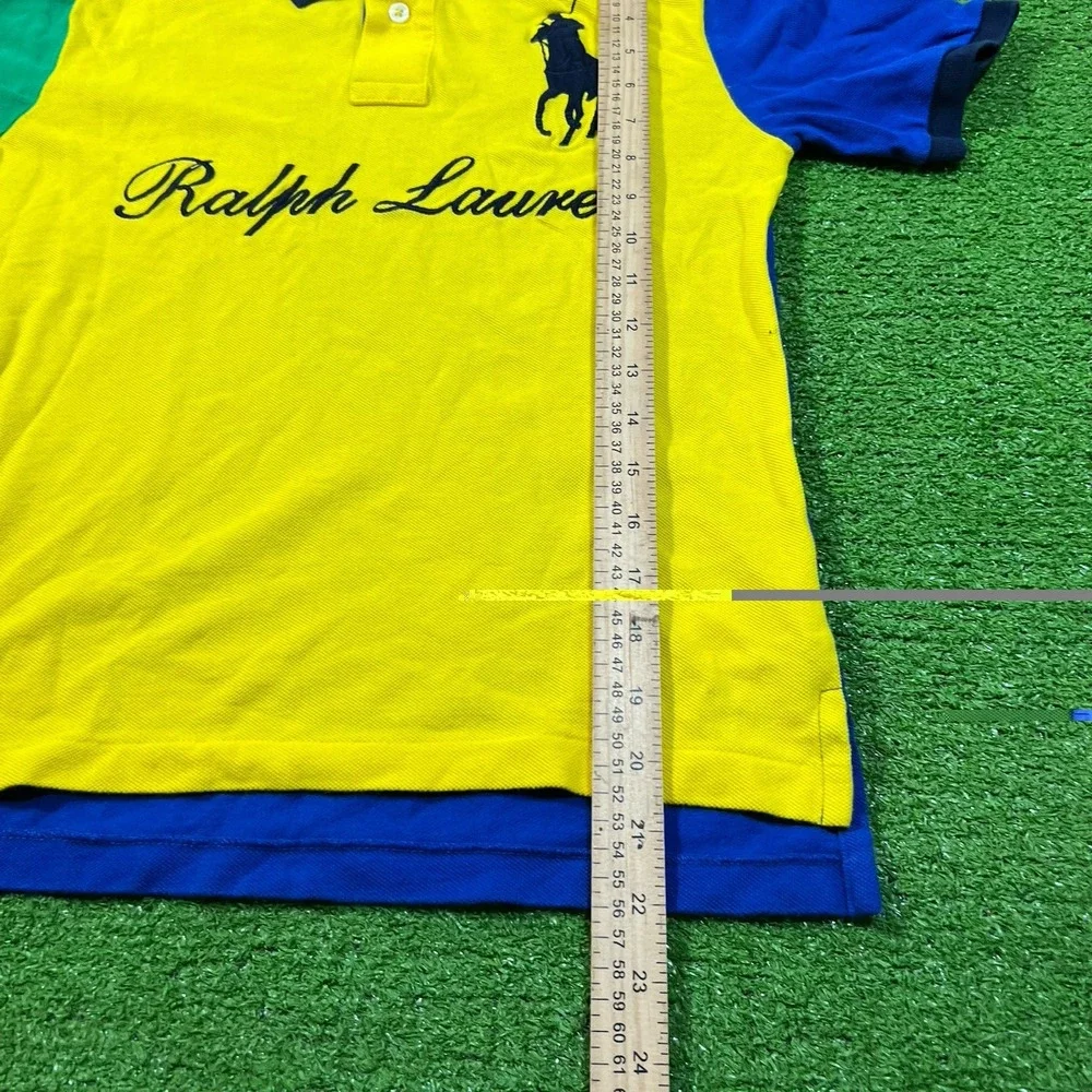 Kids Polo Ralph Lauren Color Block Polo Youth Med 10/12 Rare Big Pony #3 Yellow